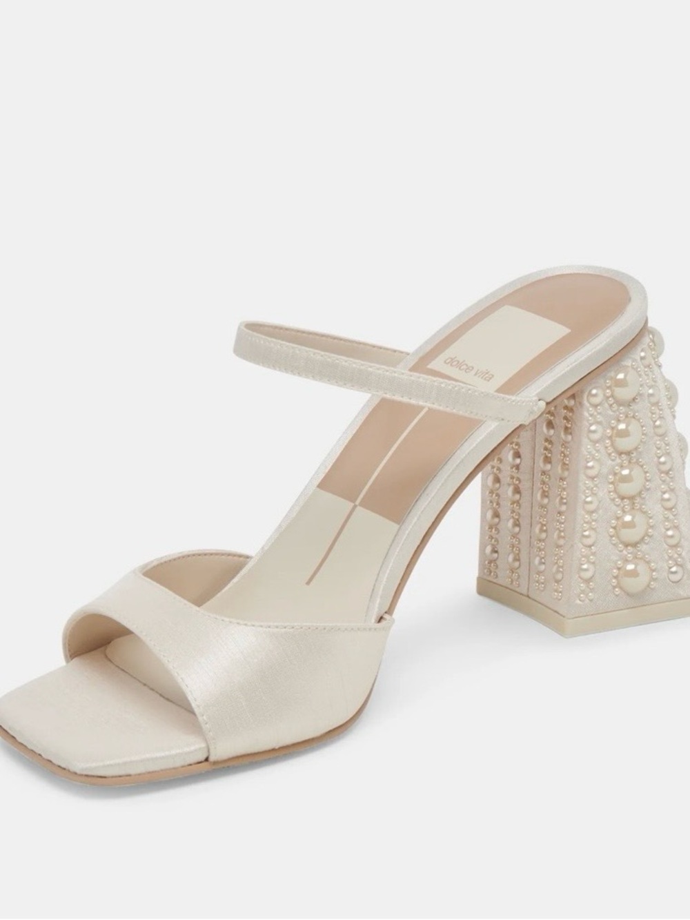 dolce vita Jemmy Pearl Heels in Vanilla Silk - Picture 3 of 10